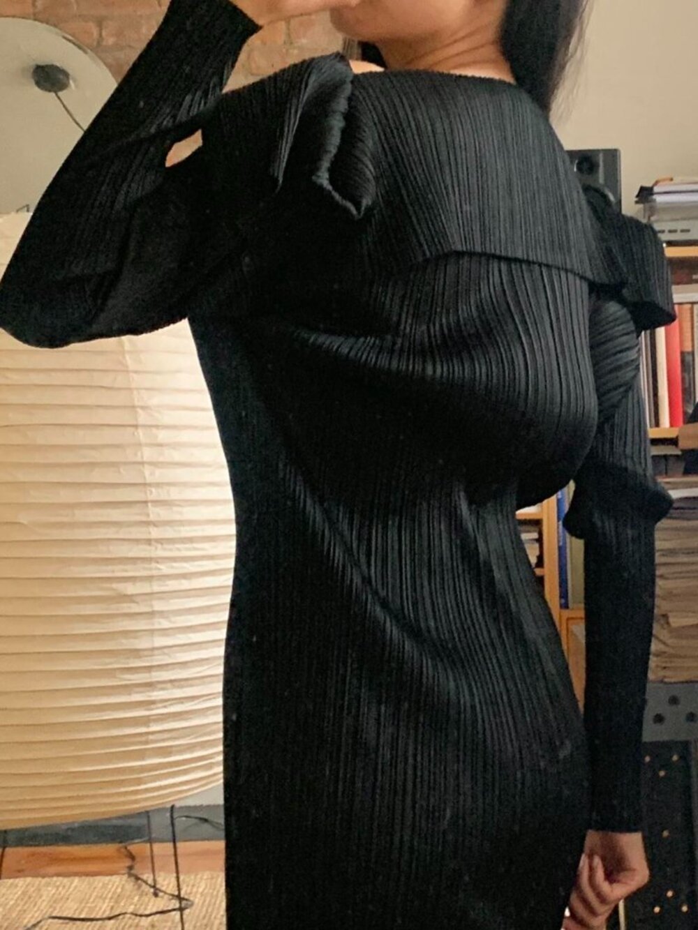 Issey Miyake Pleats Please Fold Collar Midi Jacket Black JP3 - Picture 5 of 8